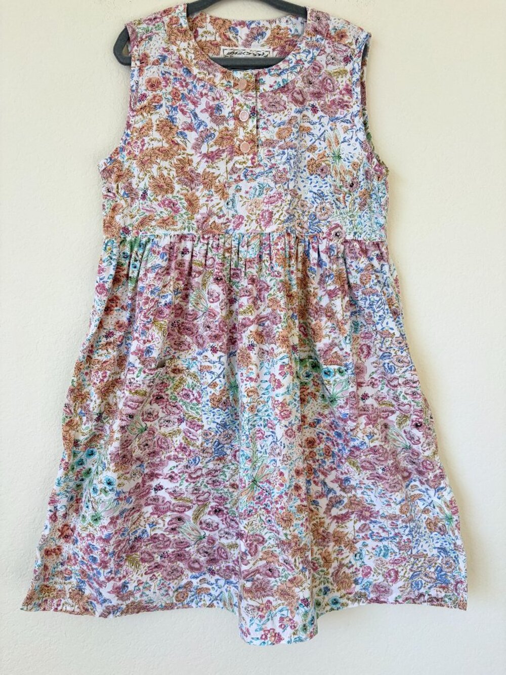 Flyshacker Dress Girls 5 Multicolor Floral Vintage Cottagecore Cotton Sleeveless